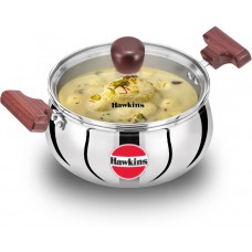 HAWKINS Tri-Ply Handi 2 L with Glass Lid (Stainless Steel, Induction Bottom) (SSH20G)