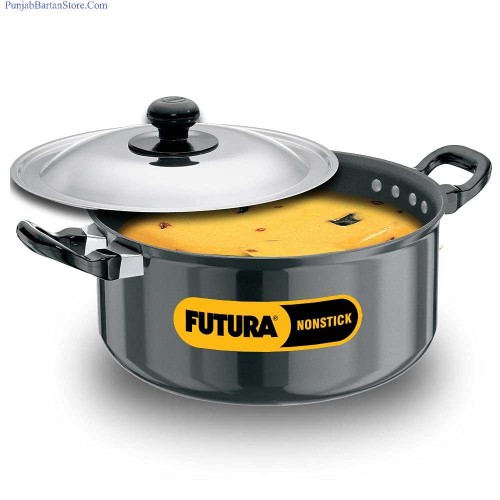 HAWKINS Futura 5 Litre Non Stick Cook n Serve Pot with Lid NST50