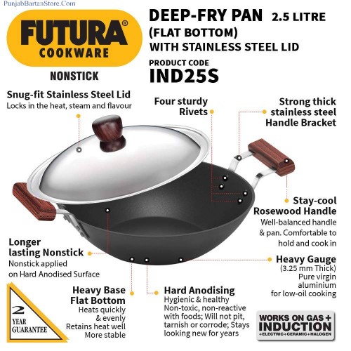 Hawkins Futura Nonstick Induction Deep Kadhai (Deep-Fry Pan) 2.5